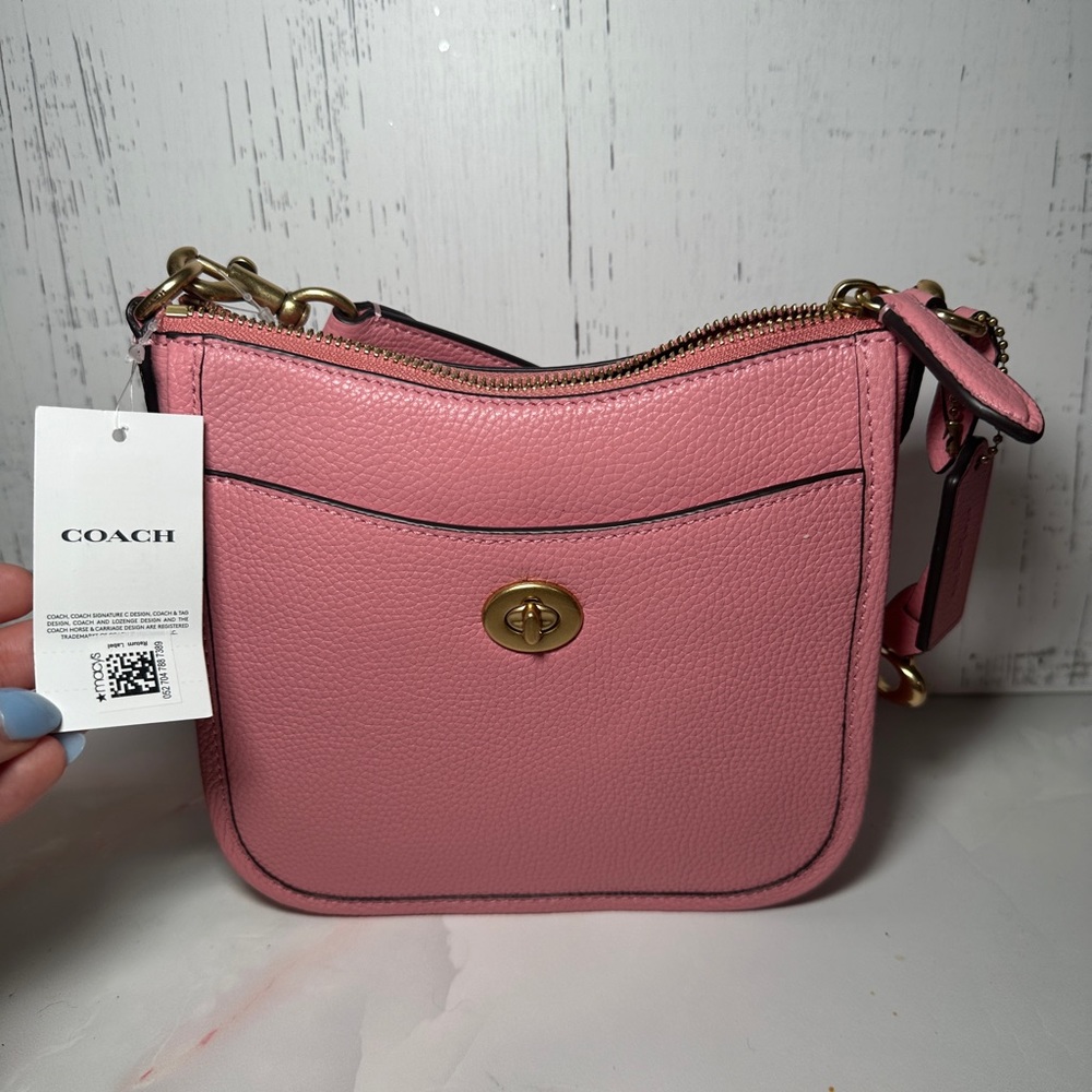 Coach Pebble Leather Chaise Crossbody Bubblegum Pink